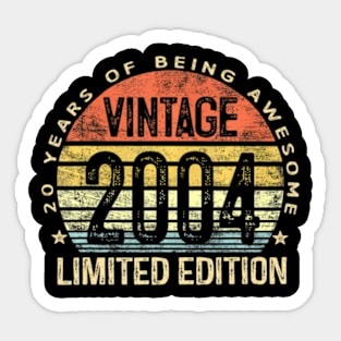 20 Year Old Gifts Vintage 2004 Limited Edition 20Th Birthday Sticker